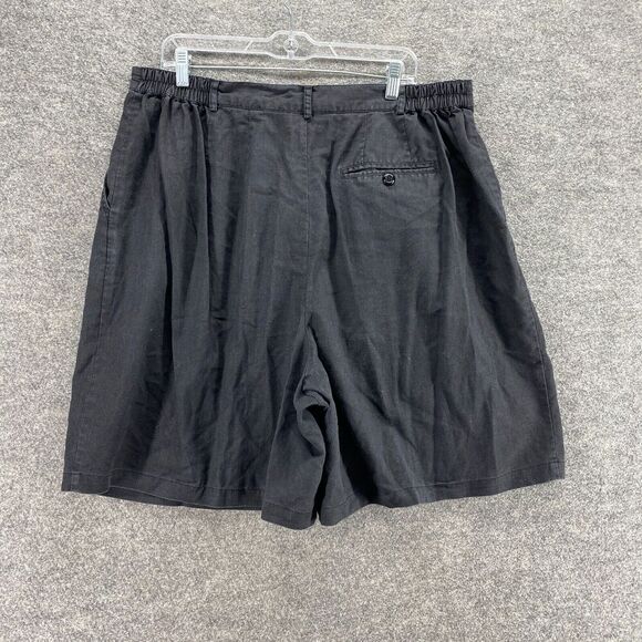 Adolfo Studio Shorts Women 22W Plus Black High Rise Bermuda Linen Flat Front - Picture 2 of 9